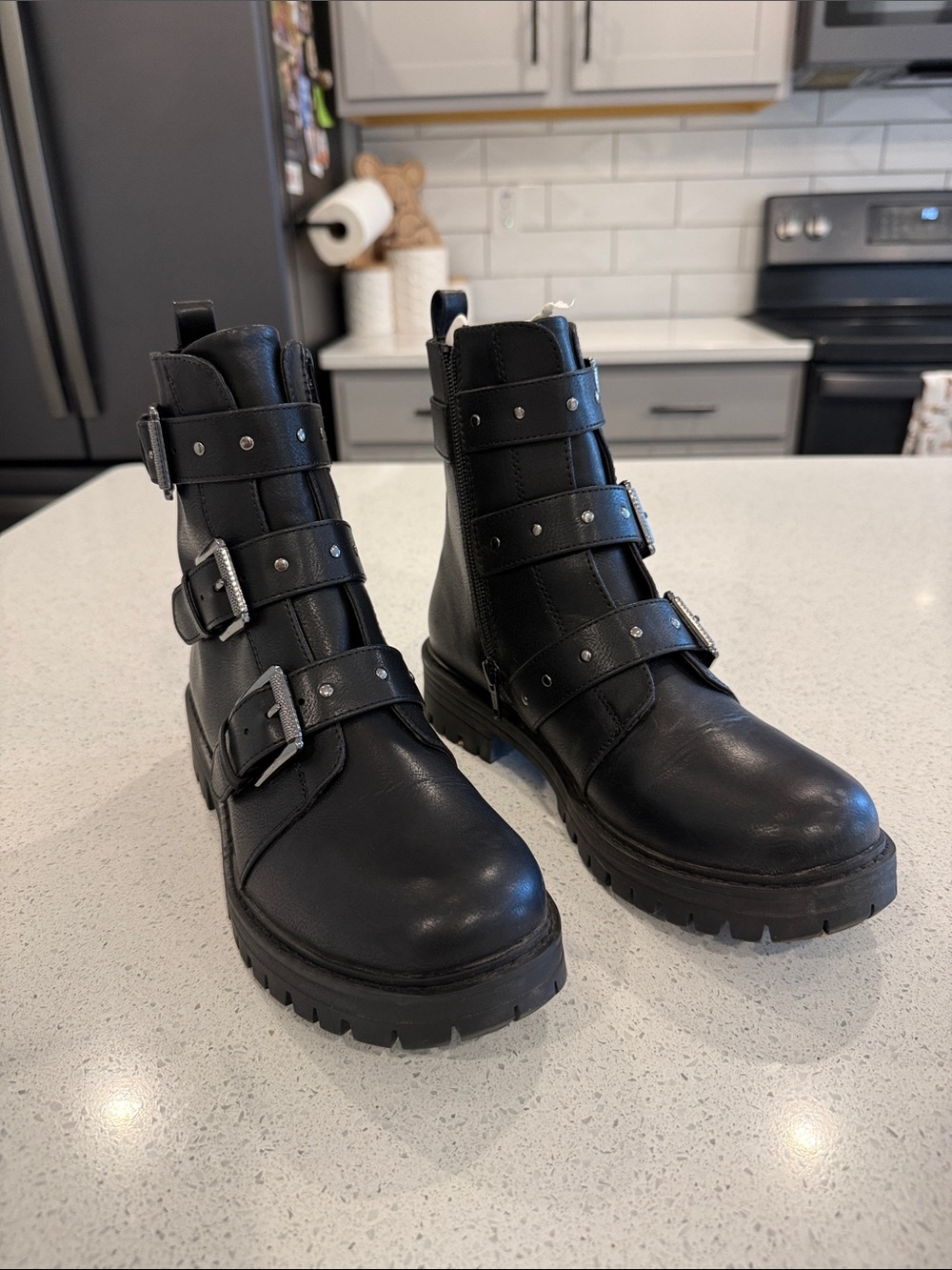 SO Black Triple-Buckle Combat Boots